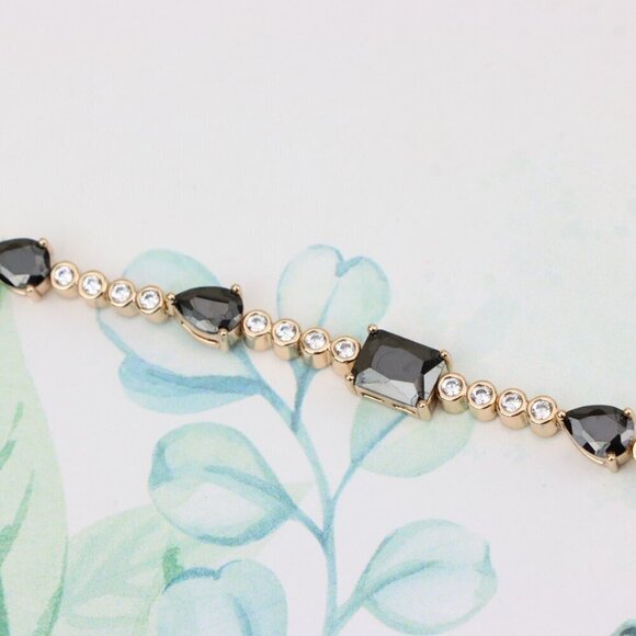 "Elegant Black & Clear Stone Rose Gold Bracelet, XPBL0824 - Picture 3 of 12